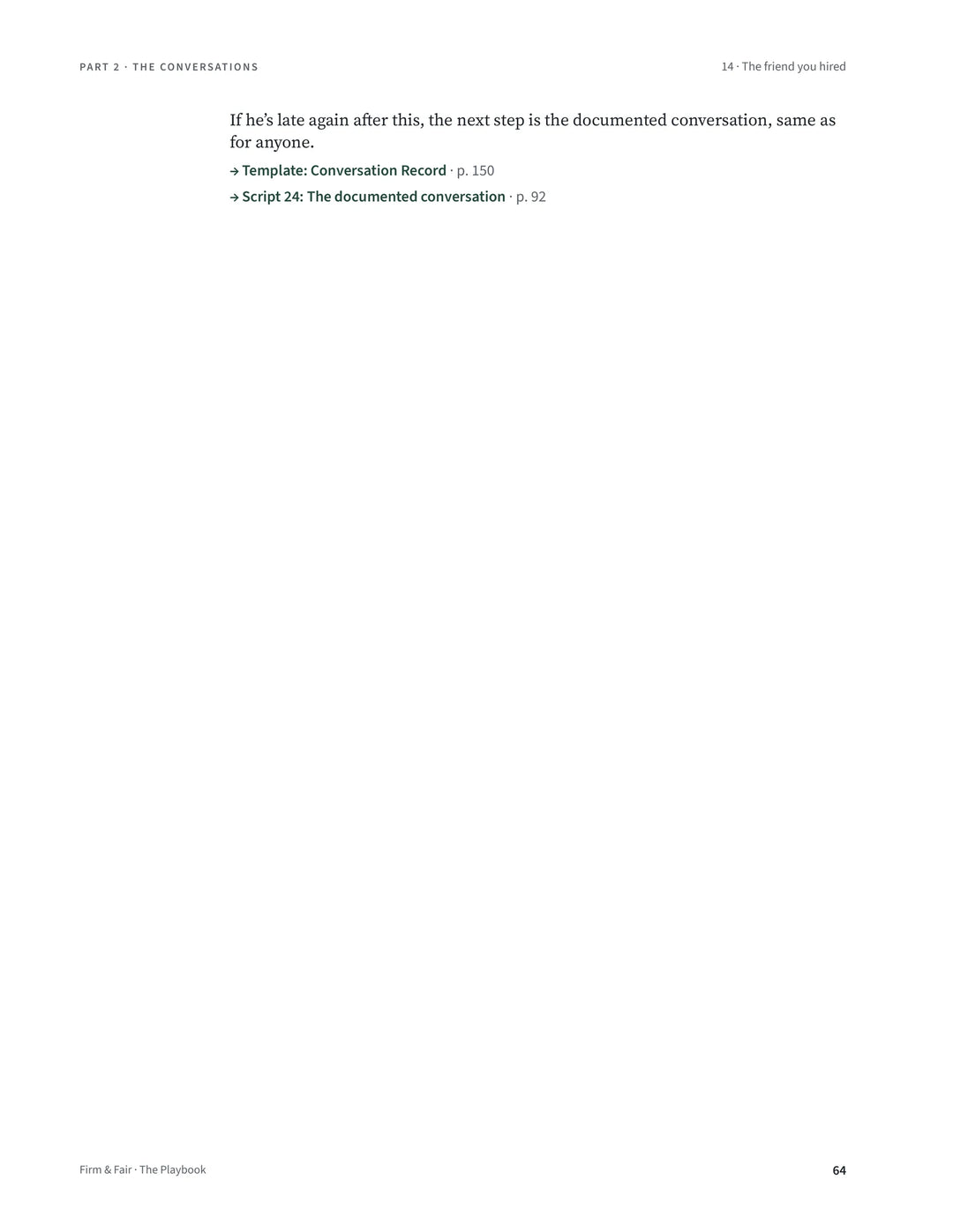 Script 14, The friend you hired, Playbook page 64