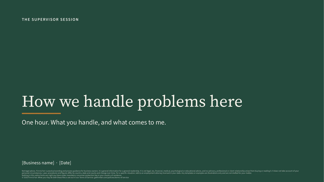 The title slide of the Supervisor Kit training